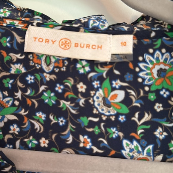 Tory Burch printed ruffle shell top soleil navy - Picture 7 of 8